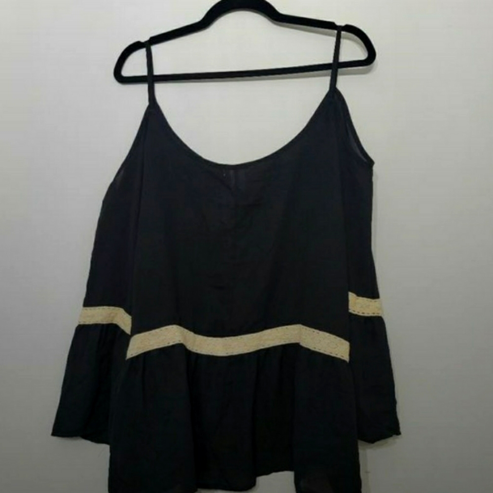 Wet Seal Womens Black Bohemian Cold Shoulder Blouse Plus Size 2X